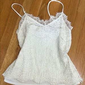 Monteau White Lace Camisole Top